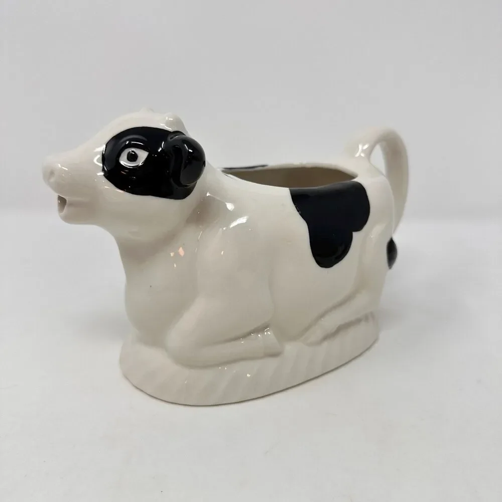 Vtg Himark County Fare Cow Creamer Ceramic Pitcher Japan Black White 7.5